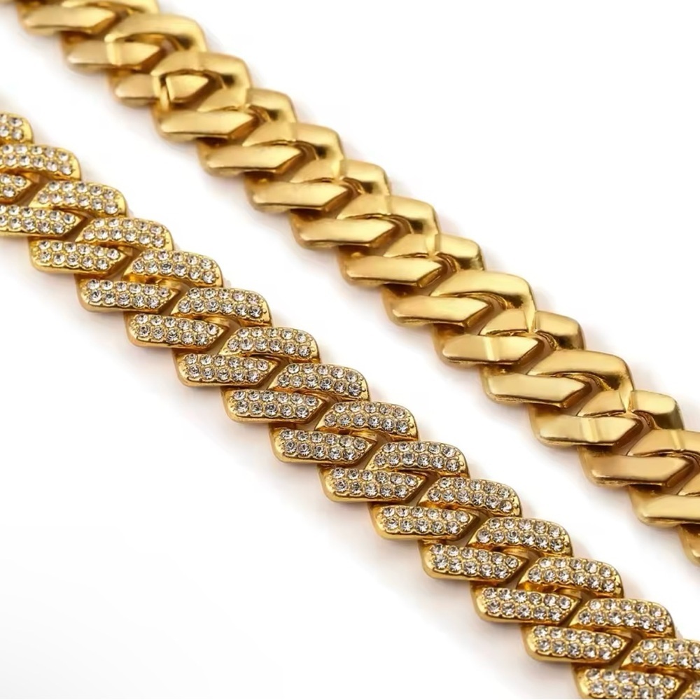 Cuban Link Chain For Mens Women Iced Out Necklace 18” - Picture 4 of 8